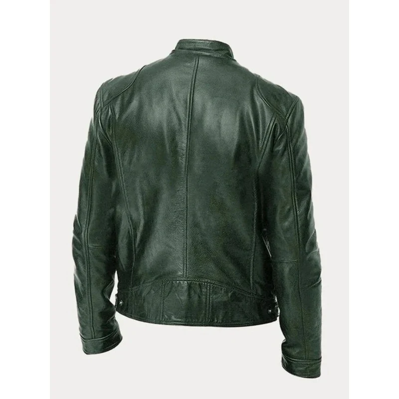 Michel | Herren Slim Fit Biker Jacke aus Kunstleder