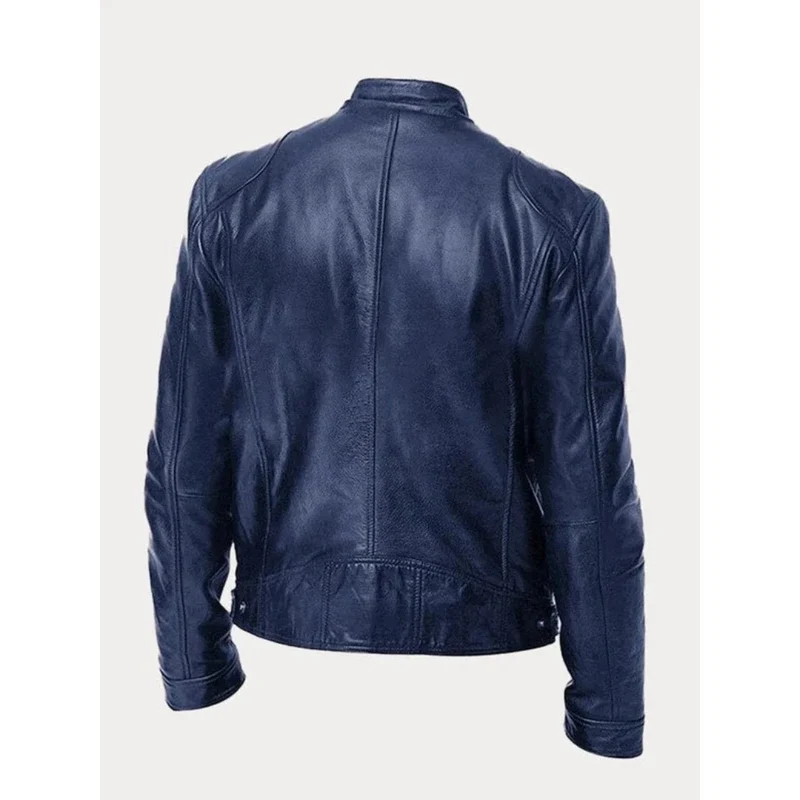 Michel | Herren Slim Fit Biker Jacke aus Kunstleder