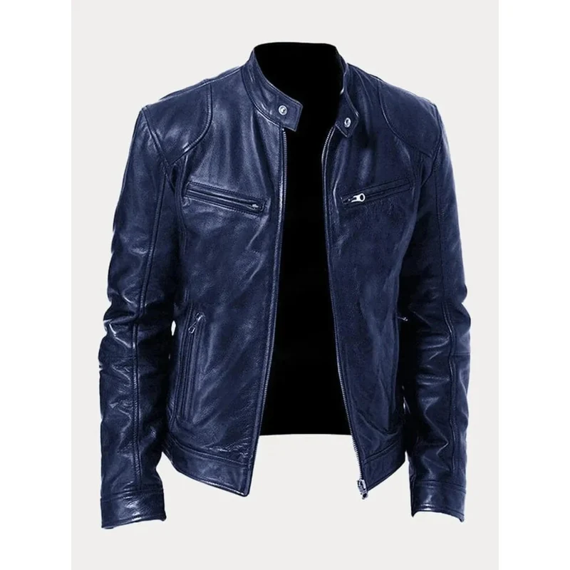 Michel | Herren Slim Fit Biker Jacke aus Kunstleder