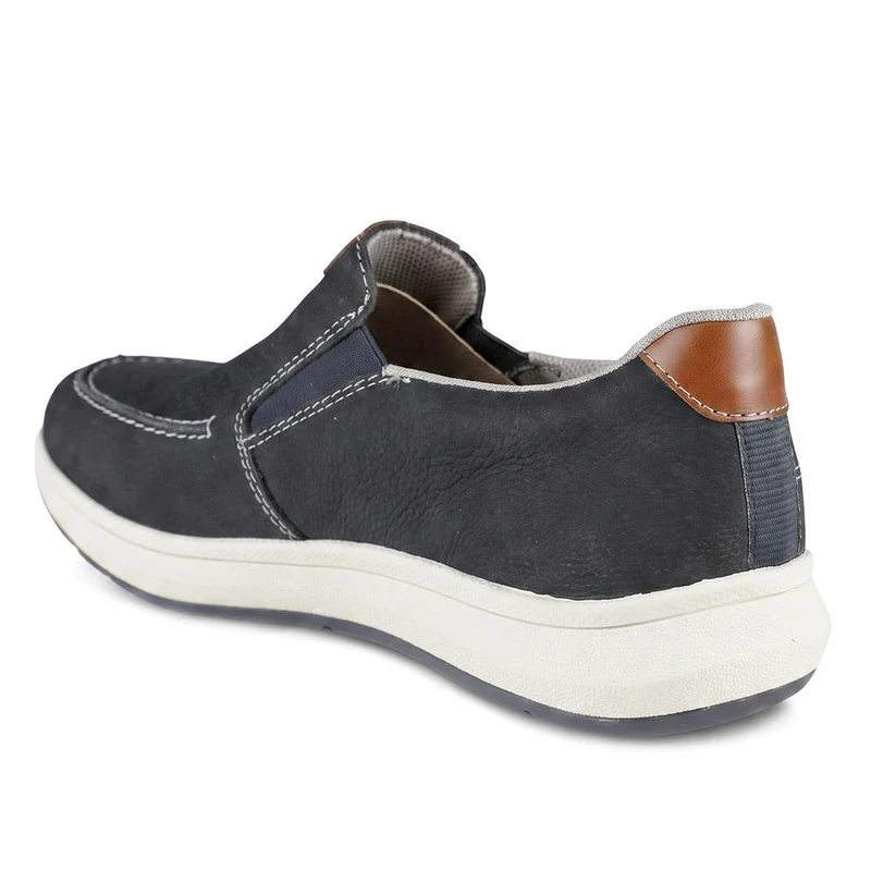 Rieker Leather Elastic Fit Slip On Shoes - RKR43062 / 330 548 - Navy
