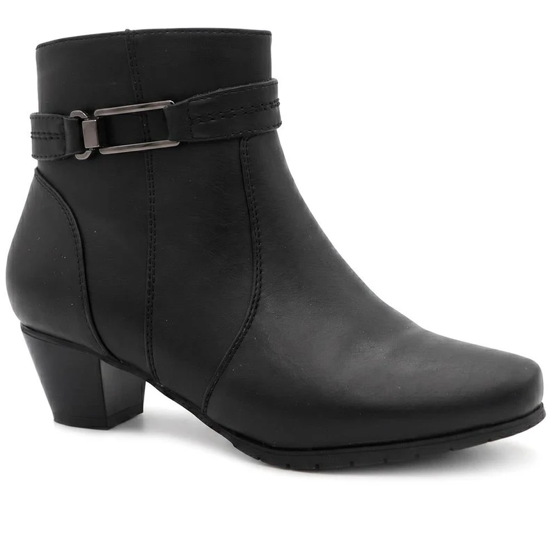 Wide Fit Smart Buckle Detail Ankle Boots - WBINS44006 / 329 745