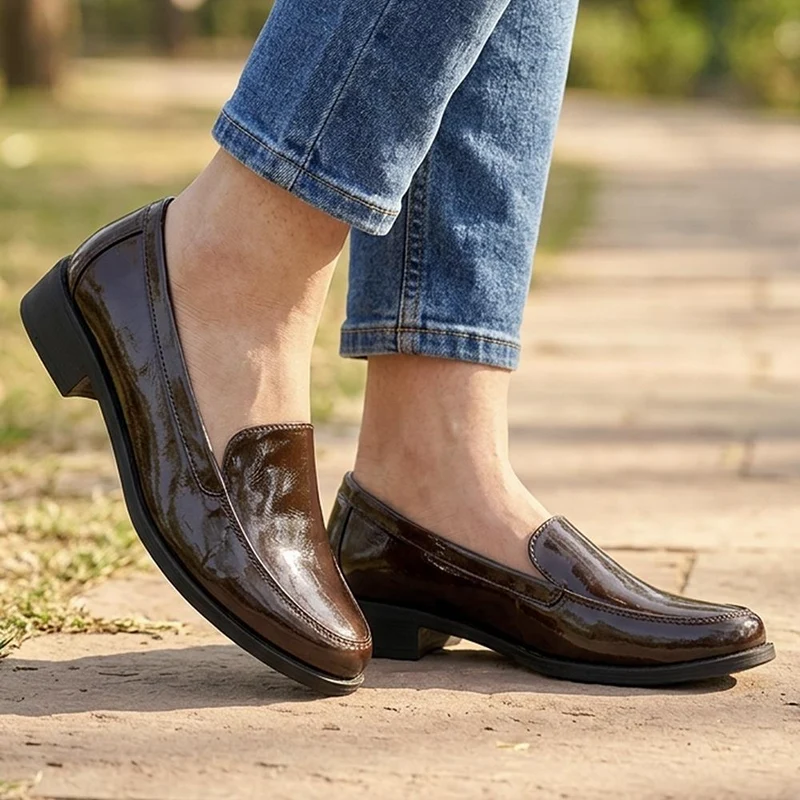 Smart Block Heel Loafers - WBINS44015 / 329 754 - Pewter