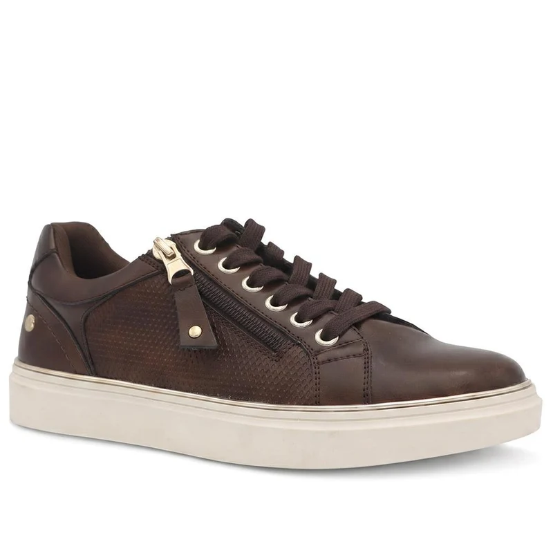 Wide Fit Zip & Lace Trainers With Grip Sole - WOIL42005 / 328 226
