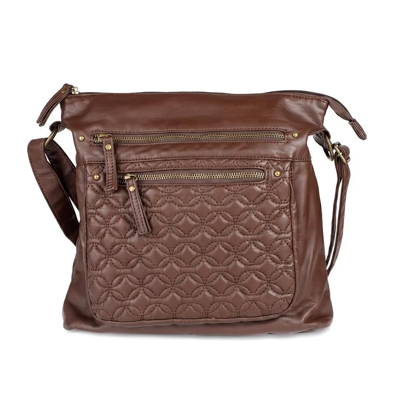 Multi-Zip Cross-Body Bag - WAHT41001 / 327 237 - Brown
