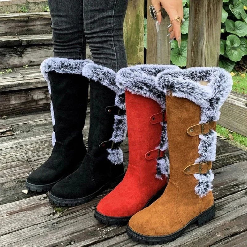 Marie | Damen Hohe Winterstiefel mit Schnallen