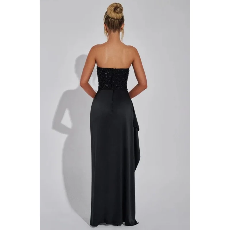 Mia | Damen Schwarze Elegante Maxikleid