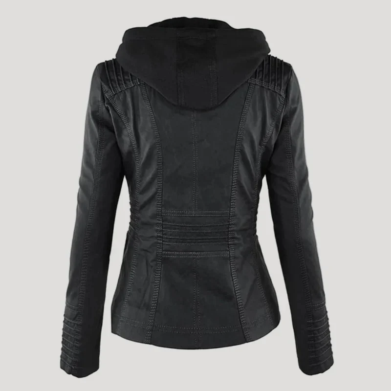 Isabella | Damen Kunstleder Jacke mit Kapuze