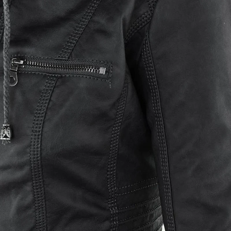 Isabella | Damen Kunstleder Jacke mit Kapuze