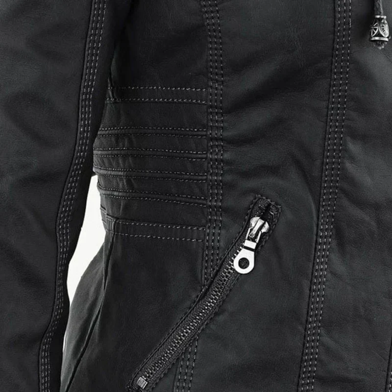Isabella | Damen Kunstleder Jacke mit Kapuze