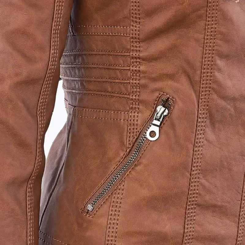 Isabella | Damen Kunstleder Jacke mit Kapuze