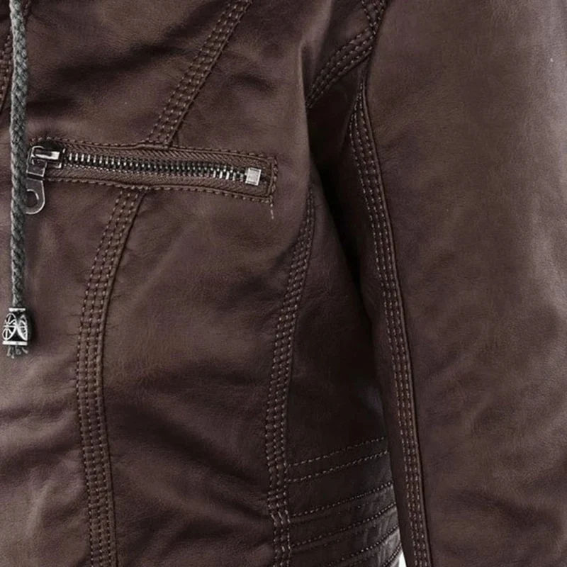 Isabella | Damen Kunstleder Jacke mit Kapuze