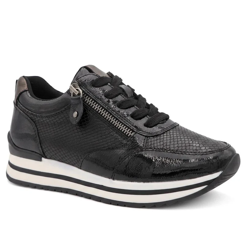 Wide Fit Zip & Lace Trainers W/ Cushioned Sole - WBINS44042 / 329 618