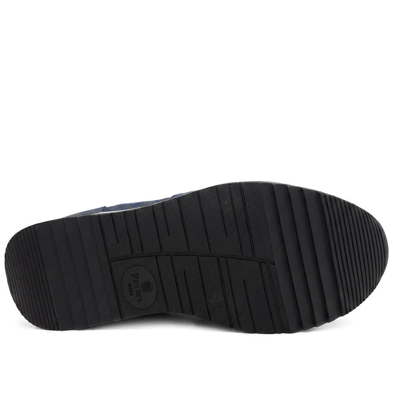 Wide Fit Zip & Lace Trainers W/ Cushioned Sole - WBINS44042 / 329 618 - Navy-Leopard