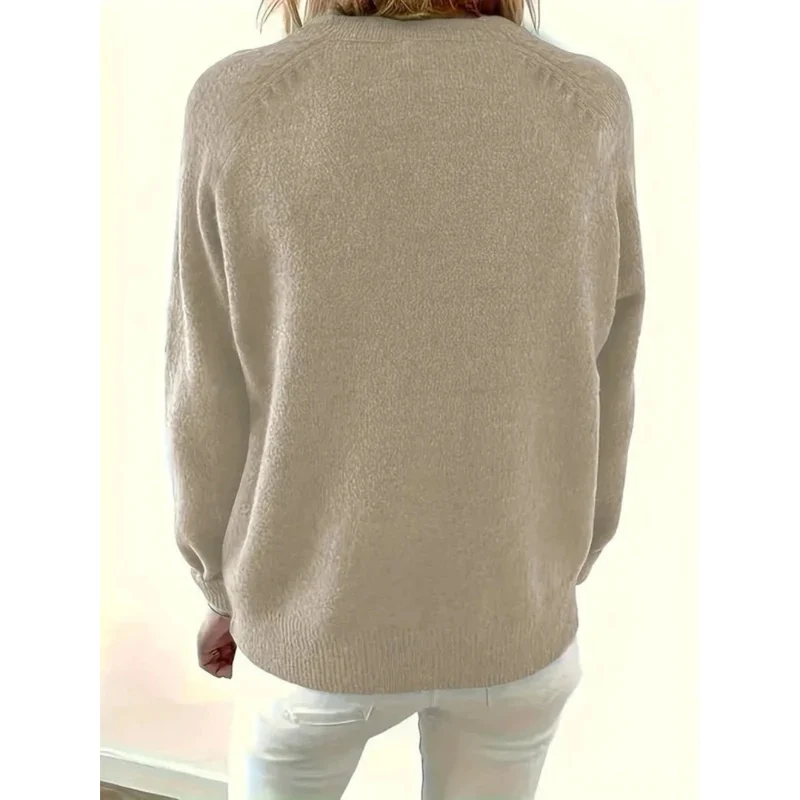 Charlotte | Damen V Ausschnitt Strickpullover mit Knöpfen