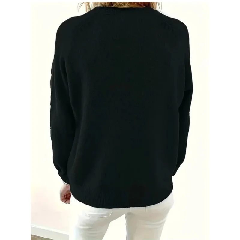 Charlotte | Damen V Ausschnitt Strickpullover mit Knöpfen