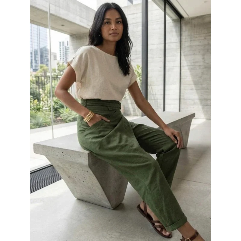 Angelika | Damen Freizeit High Waist Hose