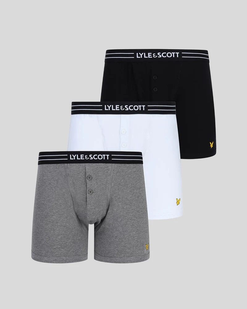 Lyle & Scott Lewis Herren-Trunks mit Knopfleiste | 3er-Pack | Gemischt