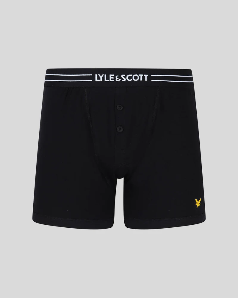 Lyle & Scott Lewis Herren-Badehosen mit Knopfleiste | 3er-Pack | Schwarz