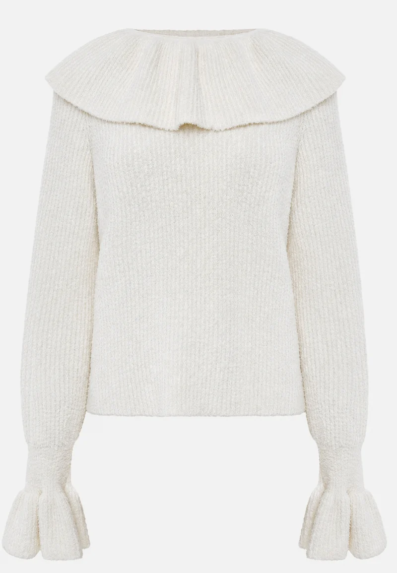 Damenpullover mit Rüschenkragen und langen Ärmeln – Capucine