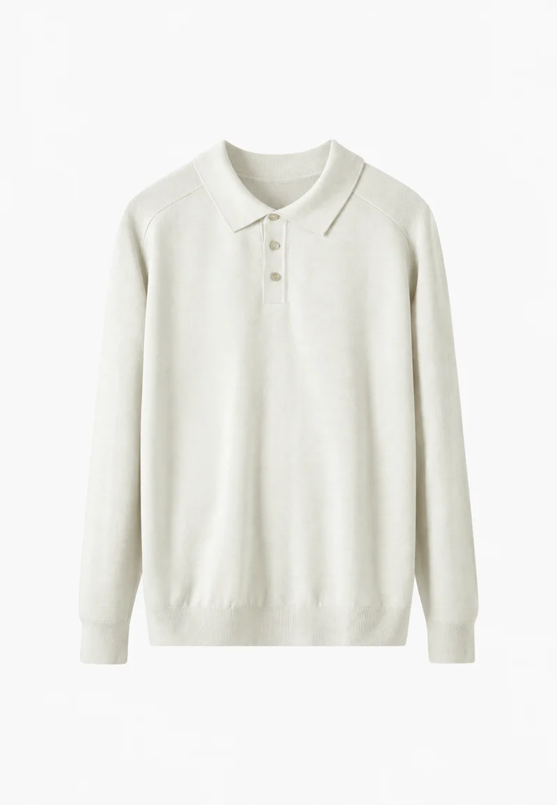 Strickpolo aus Wollmischung mit offenem Kragen – Gaël
