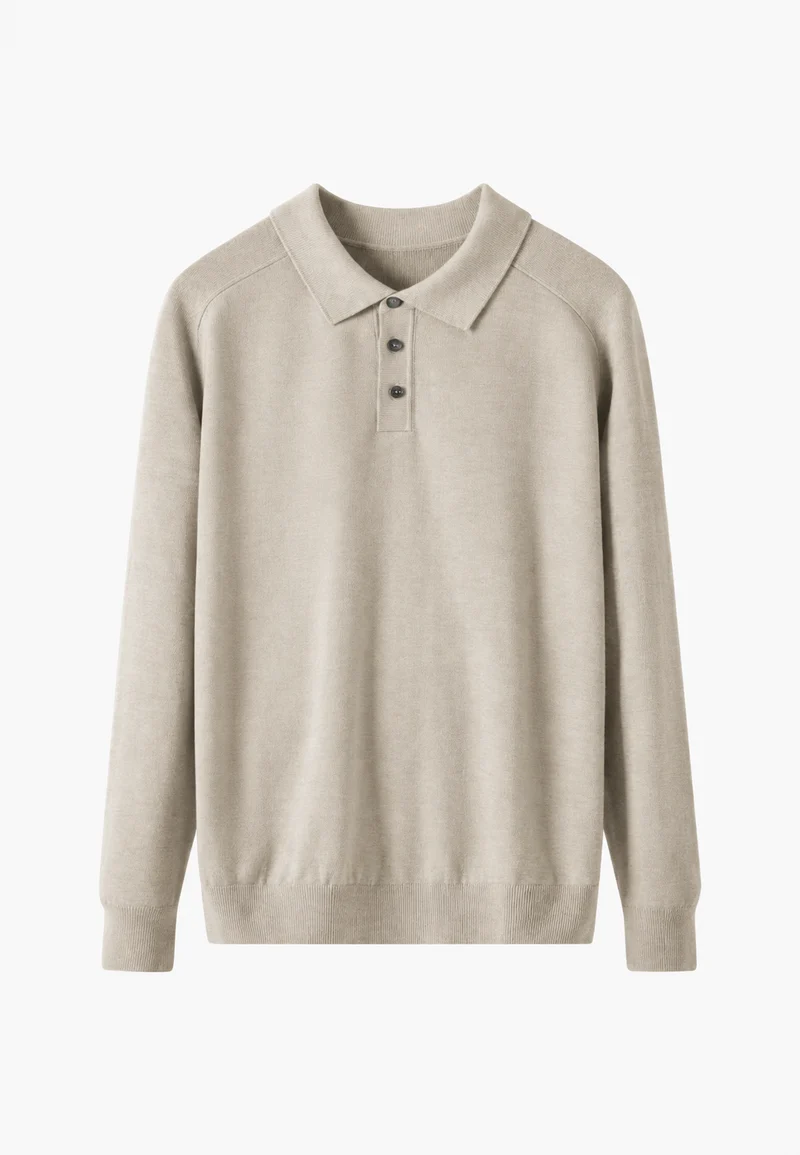 Strickpolo aus Wollmischung mit offenem Kragen – Gaël