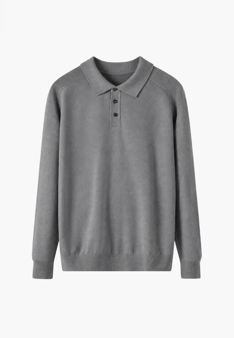 Strickpolo aus Wollmischung mit offenem Kragen – Gaël