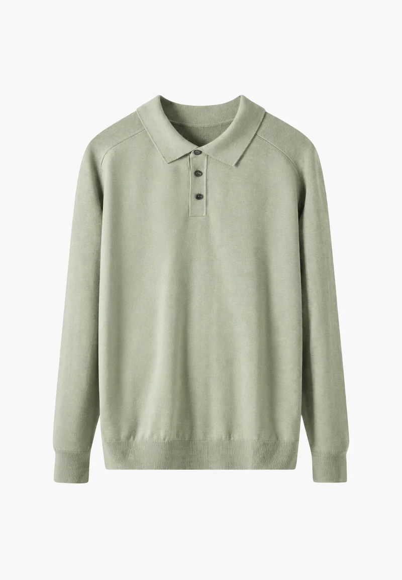 Strickpolo aus Wollmischung mit offenem Kragen – Gaël