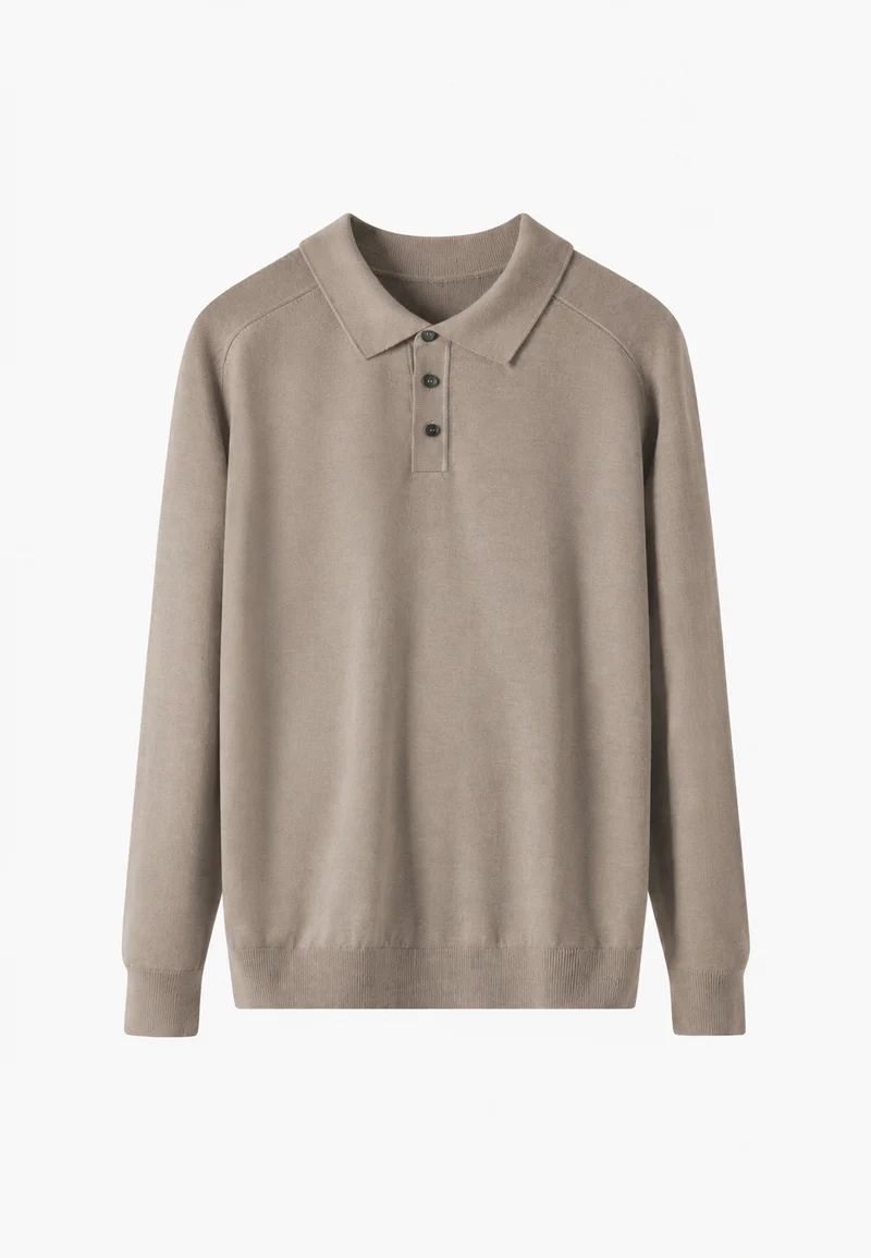Strickpolo aus Wollmischung mit offenem Kragen – Gaël