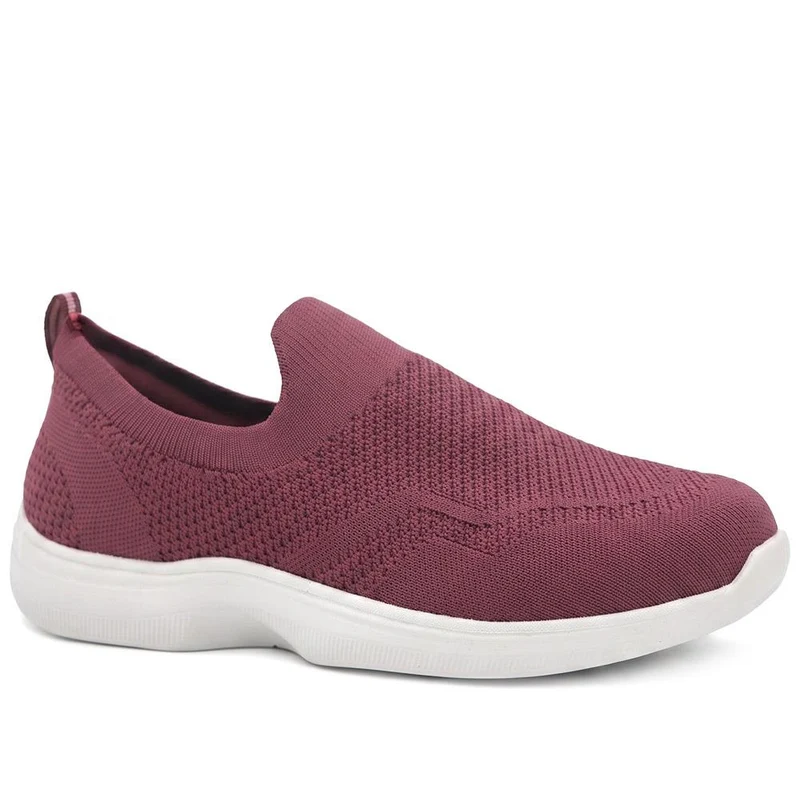 Extra Wide Breathable Slip On Trainers - LILOU / 329 940 - Burgundy