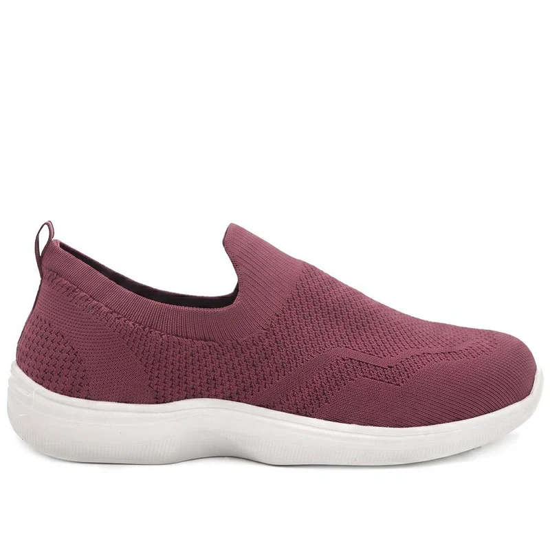 Extra Wide Breathable Slip On Trainers - LILOU / 329 940 - Burgundy
