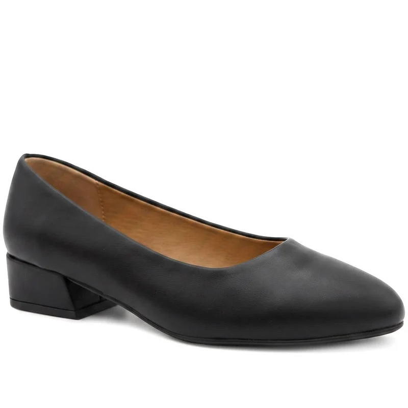 Wide Fit Smart Block Heel Court Shoes - TELOO44002 / 329 620 - Black