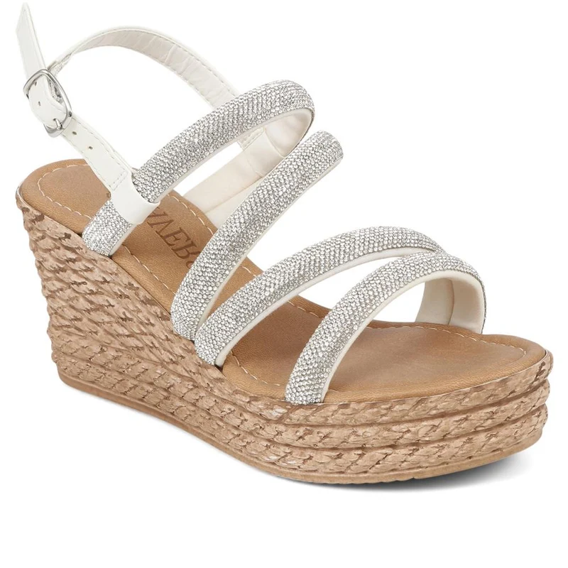 Embellished Platform Espadrilles - CLUBS39007 / 325 320 - Silver