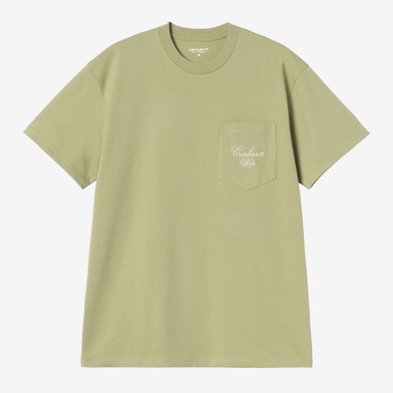 Carhartt WIP Herren-Langarm-T-Shirt mit Tasche | Hellgrün/Weiß