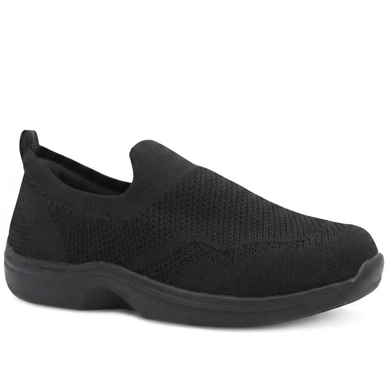 Extra Wide Breathable Slip On Trainers - LILOU / 329 940 - Black