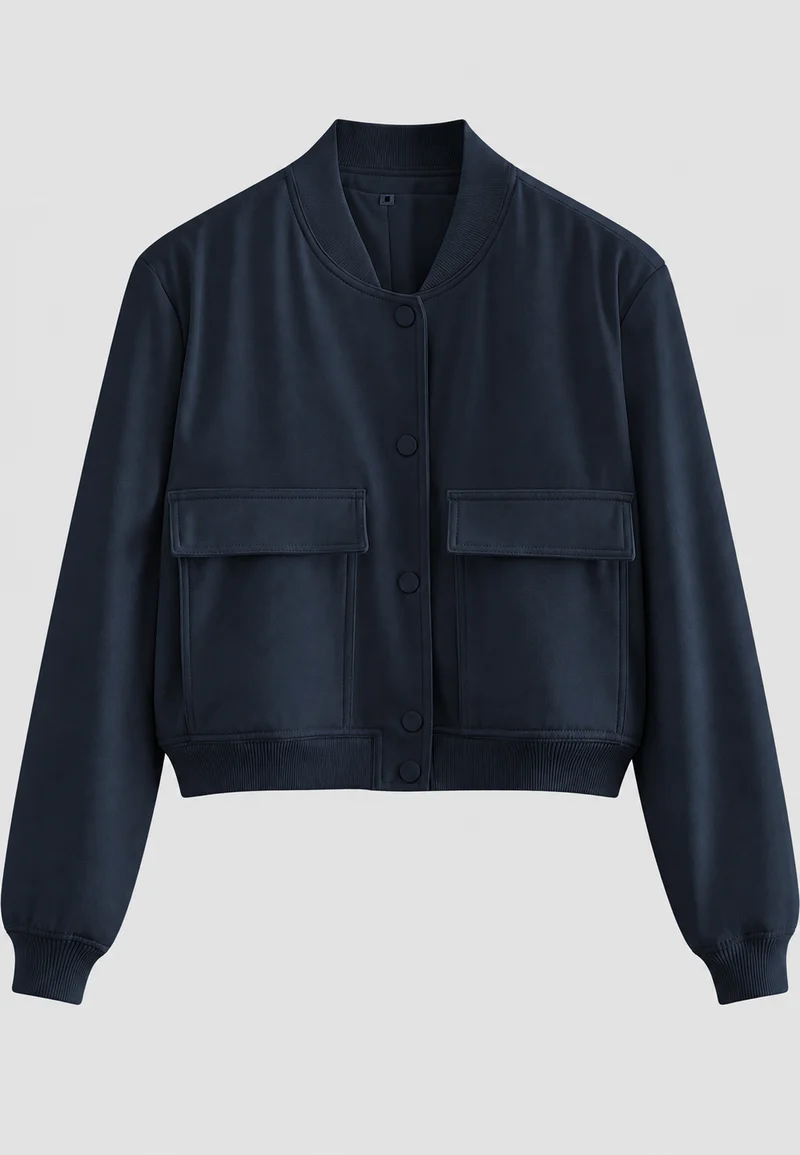 Kurze Bomberjacke für Damen mit Druckknöpfen – Mélisande