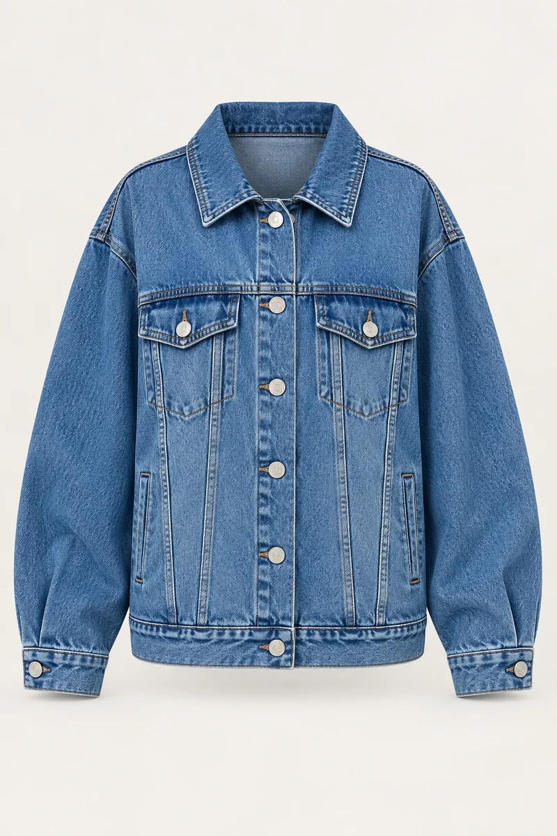 Oversize-Jeansjacke für Damen mit Pattentaschen – Camille