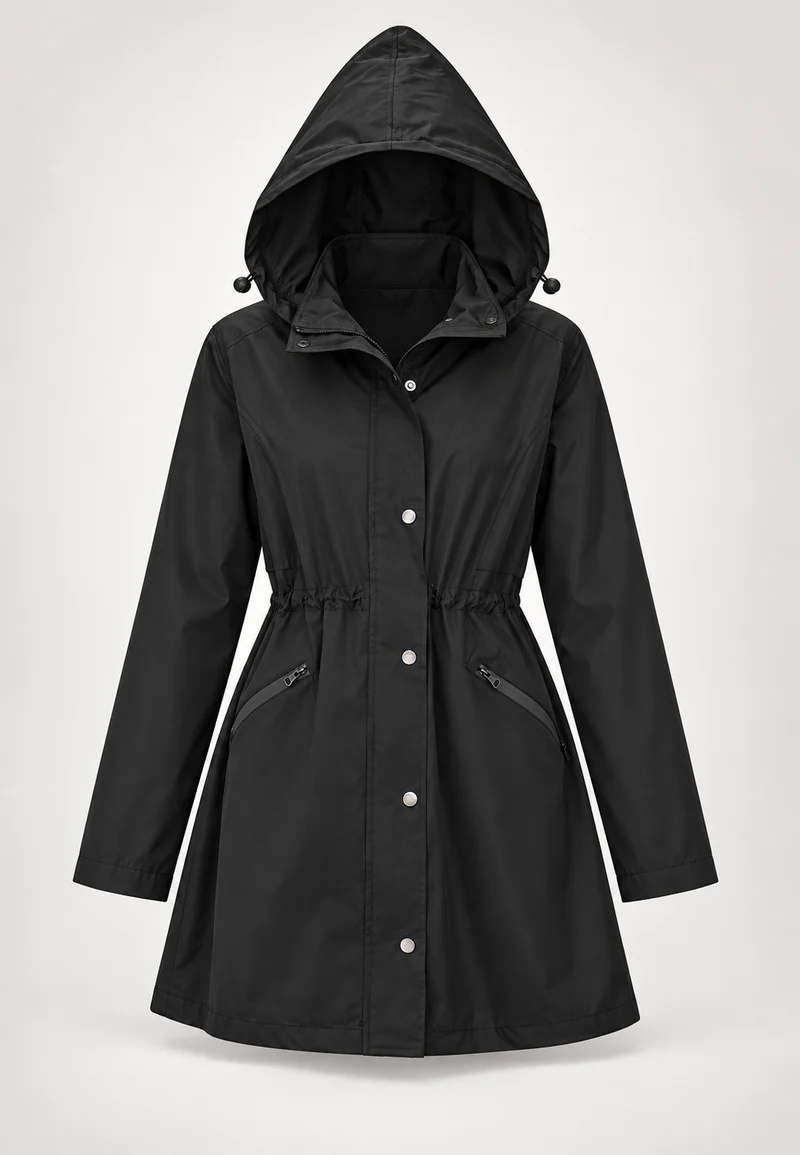 Wasserdichter Damenparka mit Kapuze und verstellbarem Bund – Vérane