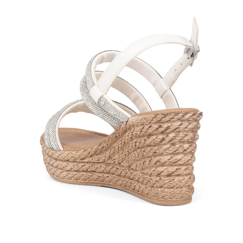 Embellished Platform Espadrilles - CLUBS39007 / 325 320 - Silver