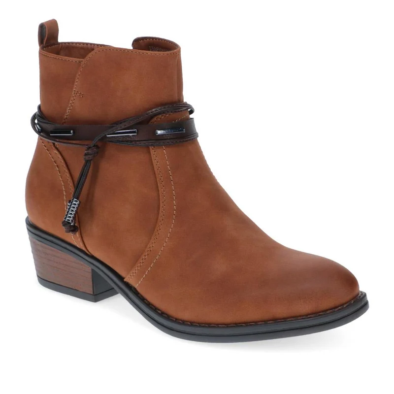 Western-Heeled Ankle Boots - TELOO40009 / 326 233 - Tan