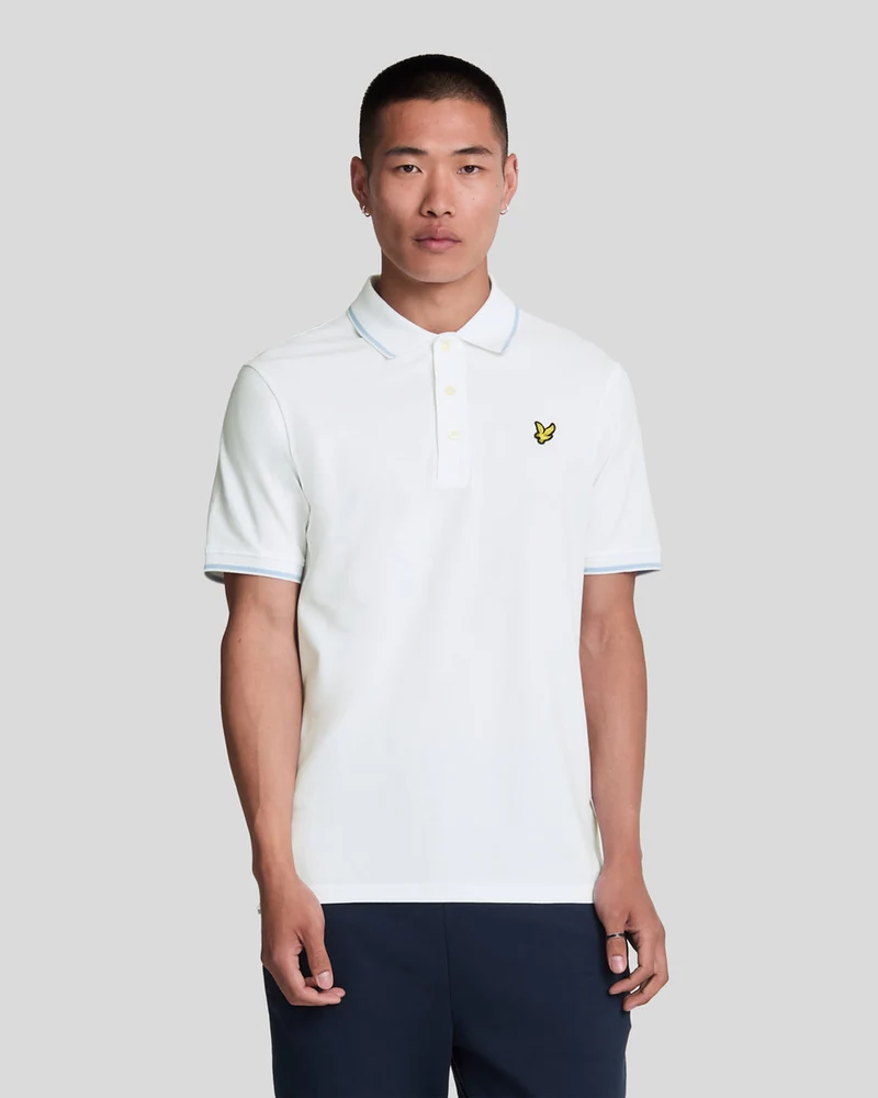 Lyle & Scott Herren-Poloshirt mit Farbverlauf | Weiß/Hellblau