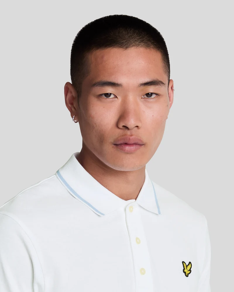 Lyle & Scott Herren-Poloshirt mit Farbverlauf | Weiß/Hellblau