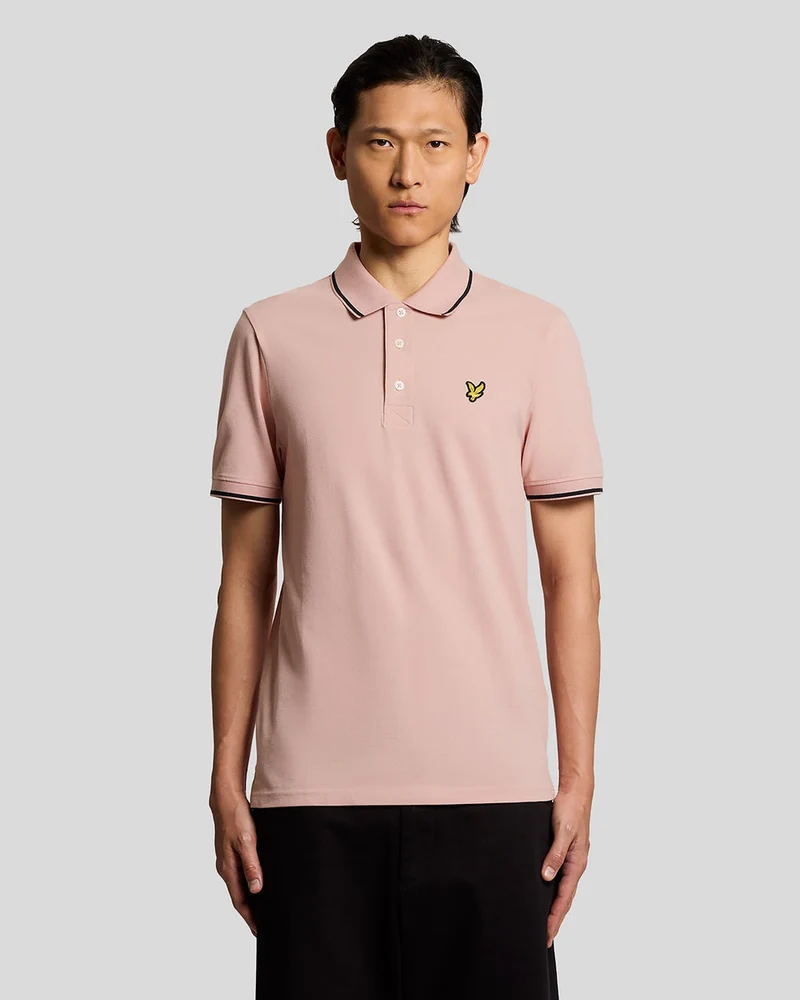 Lyle & Scott Herren-Poloshirt mit Farbverlauf | Rosa-Grapefruit-Dunkelblau