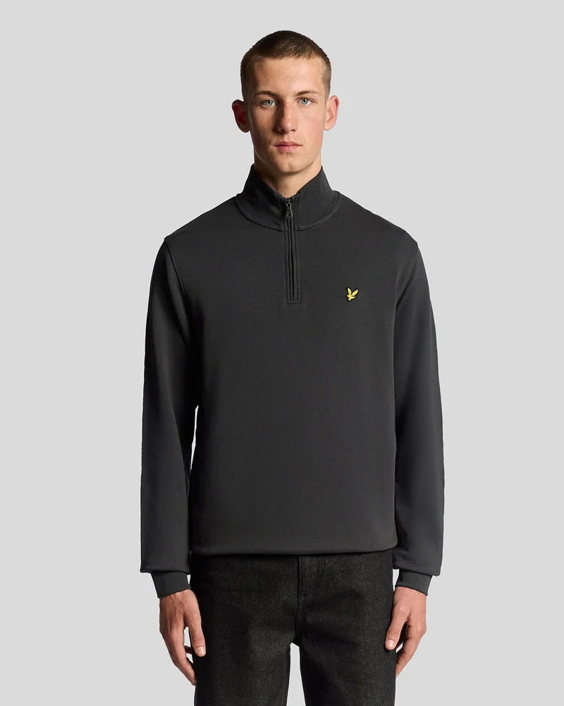 Lyle & Scott Herren-Sweatshirt mit Viertelreißverschluss aus Baumwolle mit Loopback-Rücken | Gunmetal
