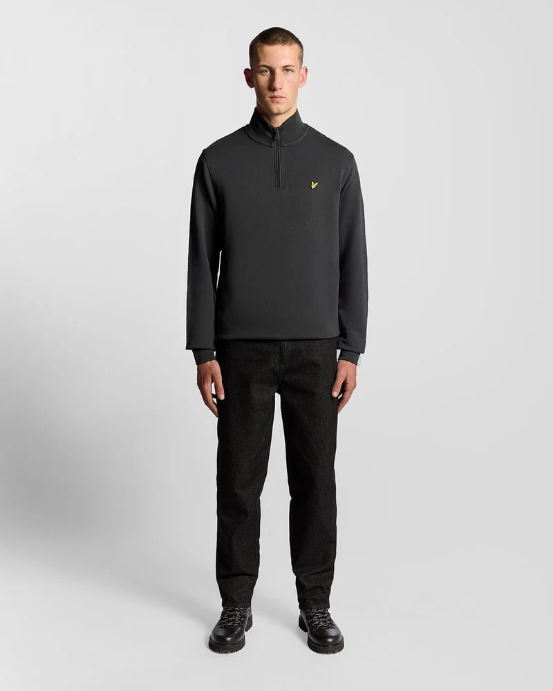 Lyle & Scott Herren-Sweatshirt mit Viertelreißverschluss aus Baumwolle mit Loopback-Rücken | Gunmetal