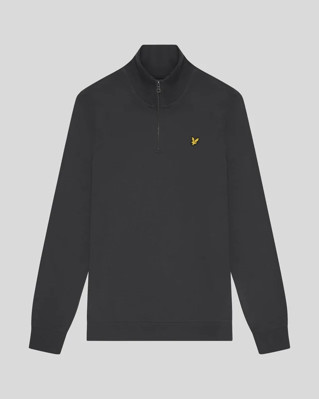 Lyle & Scott Herren-Sweatshirt mit Viertelreißverschluss aus Baumwolle mit Loopback-Rücken | Gunmetal