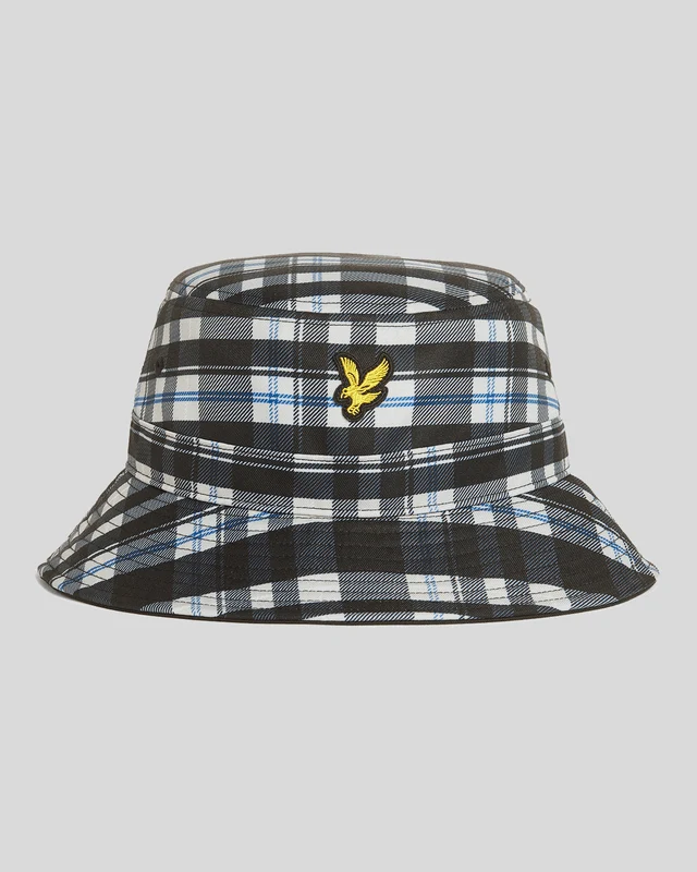 Lyle & Scott Tartan-Bucket-Hat | Tiefschwarz/Weiß