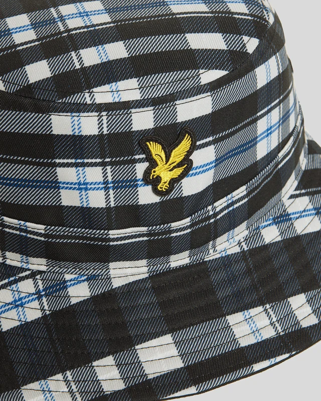 Lyle & Scott Tartan-Bucket-Hat | Tiefschwarz/Weiß