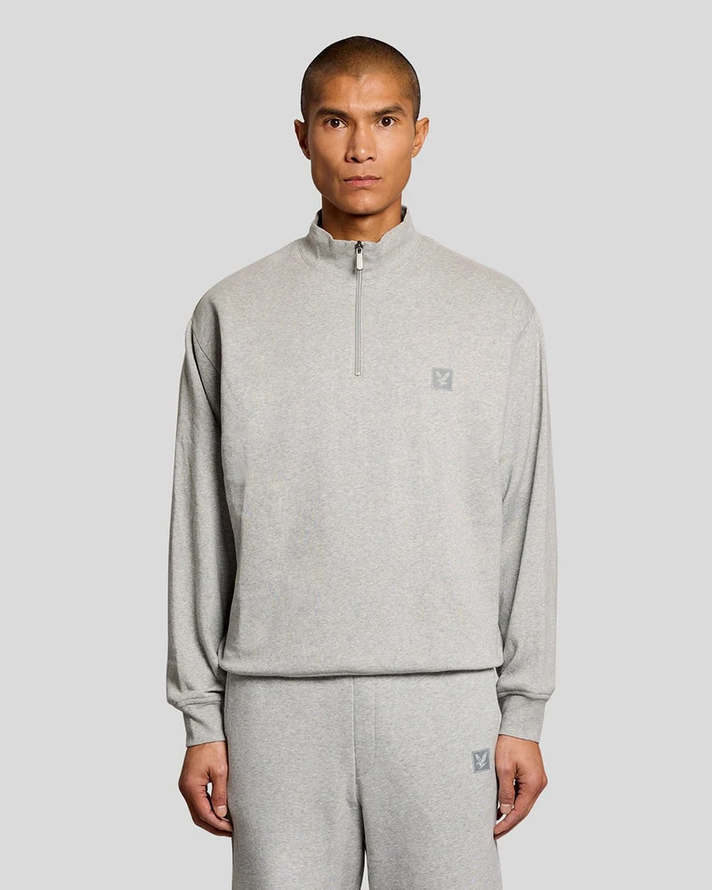 Lyle & Scott Herren-Loungewear-Sweatshirt mit Viertelreißverschluss | Hellgrau meliert