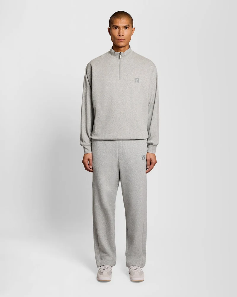 Lyle & Scott Herren-Loungewear-Sweatshirt mit Viertelreißverschluss | Hellgrau meliert