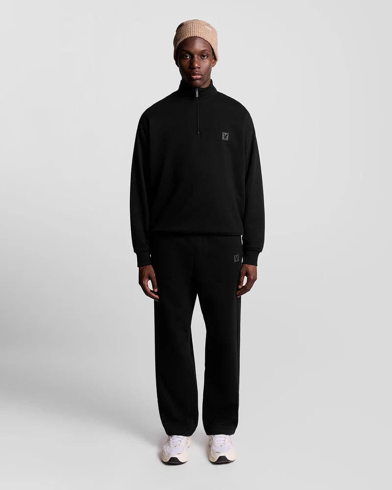 Lyle & Scott Herren-Lounge-Sweatshirt mit Viertelreißverschluss | Tiefschwarz